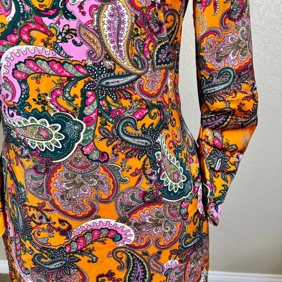 code x mode orange dress women paisley print long sleeve dress size XS romantic - Picture 8 of 16